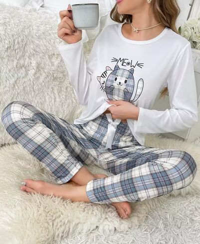 Pajama Set for Women 2 Piece Lounge Pjs Lounge Sets Long Sleeve Tops and Long Pants Soft Comfy Outfits in Saudi Arabia