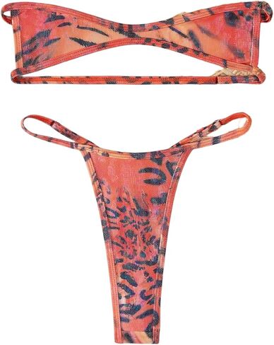 SHENHE Women's Sexy Leopard Print Bandeau Bikini Set Strapless Mini Thong Brazilian Swimsuits in Saudi Arabia