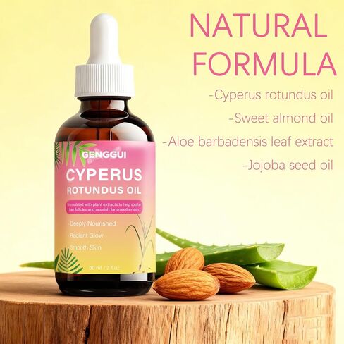 زيت نبات السرس روتوندوس العطري الطبيعي النقي 100%، 2 أونصة سائلة للعناية بالبشرة وإدارة الشعر، يدعم تقليل نمو الشعر غير المرغوب فيه (01) in Kuwait