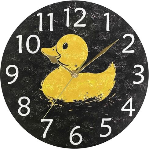 IRYULJX Lovely Yellow Duck Silent Wall Clocks Battery Operated for Living Room 9.8 inch, Non-Ticking Decorative Clock for Bedroom Wall Decor, Home, Study Room, Office, School in Saudi Arabia