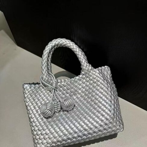 Woven Crossbody Bags For women with Tote Bag,Vegan Leather Shoulderbag,Small Handbag Purse With Zipper Closure in Saudi Arabia