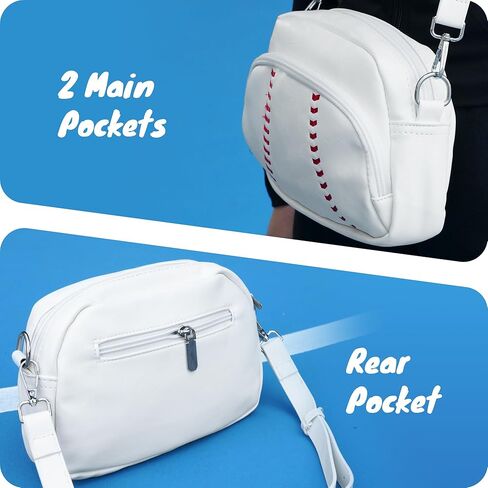 Baseball Crossbody Purse Bag for Women – Faux Leather Sporty Stadium Events Handbag with Adjustable Strap, Trendy Cross Body Shoulder Purse for Girls, Athletes & Baseball Lovers, Thanksgiving Gift in Saudi Arabia