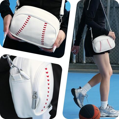 Baseball Crossbody Purse Bag for Women – Faux Leather Sporty Stadium Events Handbag with Adjustable Strap, Trendy Cross Body Shoulder Purse for Girls, Athletes & Baseball Lovers, Thanksgiving Gift in Saudi Arabia