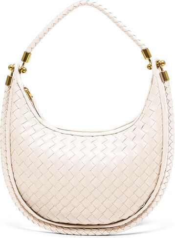 Joryin Woven Leather Crescent Shoulder Bag for Women, Saddle Purse Braided Top-Handle Handbag Under Arm Bag in Kuwait