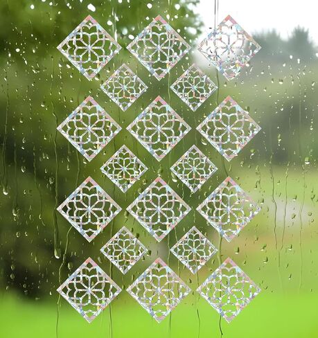 18Pcs Bird Window Strike Prevention, Square Bird Strike Prevention for Windows, Anti-Collision Decals for Glass Doors & Windows, UV Resistant & Weatherproof in Saudi Arabia