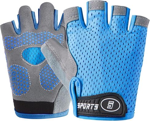 Half-Finger Kids Sport Bike Gloves - Non-Slip Fingerless Kids Cycling Climbing Gloves for Boys and Girls Age 5~9 in Saudi Arabia