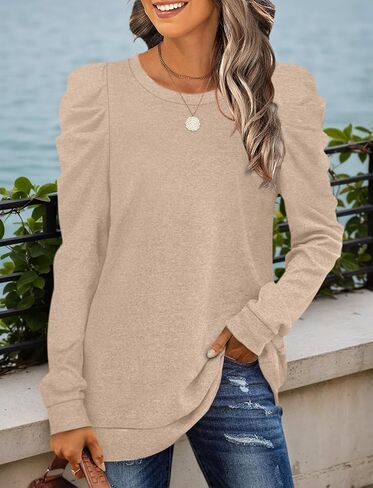 Long Sleeve Shirts for Women Puff Sleeve Tops Pullover Sweaters Fall Fashion Women's Clothing Loose Fit in Saudi Arabia