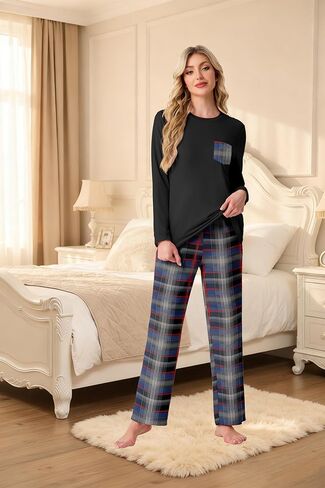 PrinStory Men's Pajama Sets Loungewear Sleepwear Pjs Lightweight Long Sleeve Shirts and Bottoms Soft Comfy Sleep Sets S-4XL in Saudi Arabia