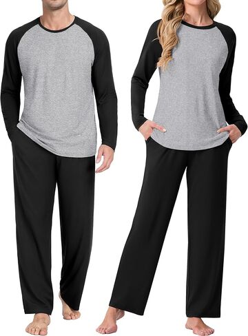 PrinStory Men's Pajama Sets Loungewear Sleepwear Pjs Lightweight Long Sleeve Shirts and Bottoms Soft Comfy Sleep Sets S-4XL in Saudi Arabia
