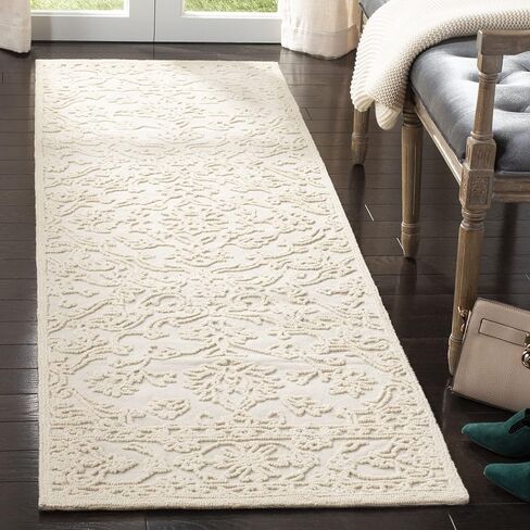 سجادة SAFAVIEH Trace Collection - 2'3" x 6'، عاجية، صوف مصنوع يدويًا، مثالية للمناطق ذات حركة المرور العالية في غرفة المعيشة وغرفة النوم (TRC102C) in Kuwait