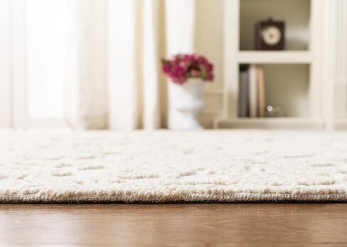 سجادة SAFAVIEH Trace Collection - 2'3" x 6'، عاجية، صوف مصنوع يدويًا، مثالية للمناطق ذات حركة المرور العالية في غرفة المعيشة وغرفة النوم (TRC102C) in Kuwait