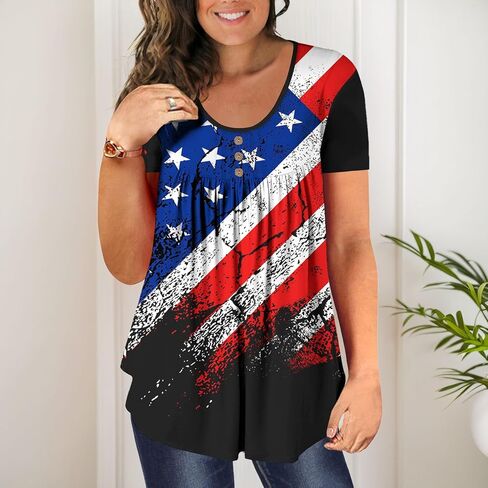 Plus Size Tunic Tops For Women Short Sleeve Casual in Saudi Arabia