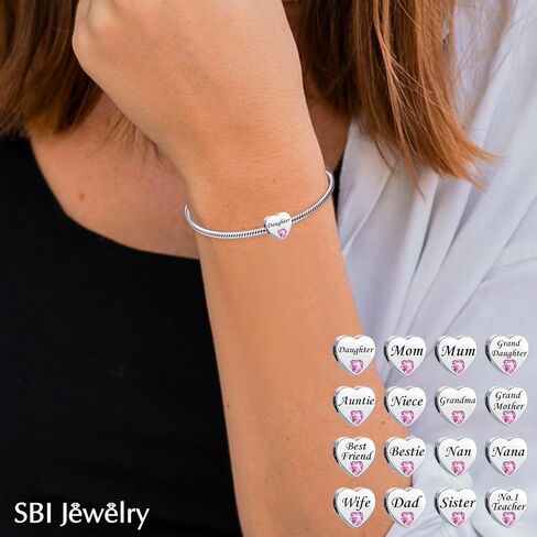 SBI مجوهرات قلب الحب أمي ابنة أخت حفيدة سحر متوافق مع أساور باندورا هدية للنساء أساور in Saudi Arabia