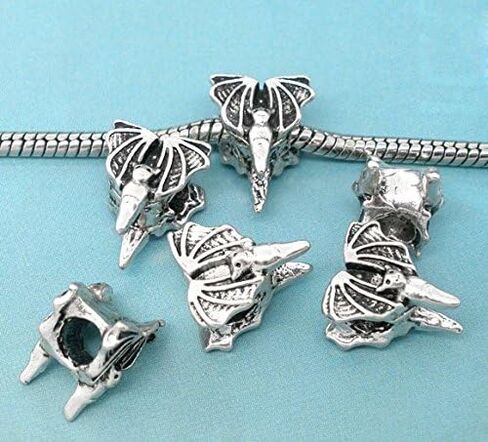 Sexy Sparkles Halloween Bat Charm Bead Spacer – European Snake Chain Bracelet Compatible, Fits European, Troll, Chamilia, and More in Saudi Arabia