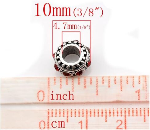 Sexy Sparkles Five (5) january Birthstone Dark Red Rhinestone Spacer Beads for Snake Chain Charm Bracelet in Saudi Arabia