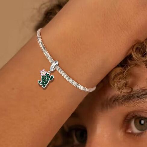 1Pc Silver Charm Fashionable Cute Cactus for Women Bangles DIY And Daily Outfit Matching Jewelry Decoration For Women Gift For Mom in Saudi Arabia