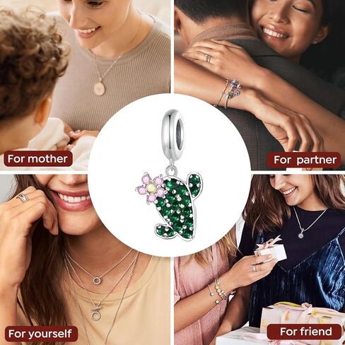1Pc Silver Charm Fashionable Cute Cactus for Women Bangles DIY And Daily Outfit Matching Jewelry Decoration For Women Gift For Mom in Saudi Arabia