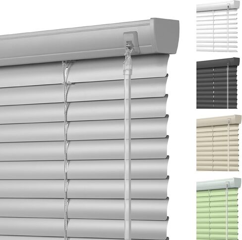 Cordless Mini Blinds for Windows 1" Aluminum Horizontal Venetian Blinds,Custom Size Blinds & Shades for Home Office Bathroom French Door Windows Room Darkening Blinds.Silver Grey,23"W x 56"H in Saudi Arabia