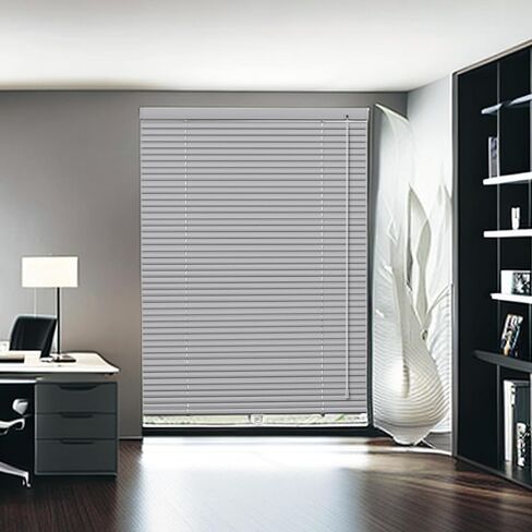 Cordless Mini Blinds for Windows 1" Aluminum Horizontal Venetian Blinds,Custom Size Blinds & Shades for Home Office Bathroom French Door Windows Room Darkening Blinds.Silver Grey,23"W x 56"H in Saudi Arabia