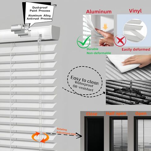 Cordless Mini Blinds for Windows 1" Aluminum Horizontal Venetian Blinds,Custom Size Blinds & Shades for Home Office Bathroom French Door Windows Room Darkening Blinds.Silver Grey,23"W x 56"H in Saudi Arabia
