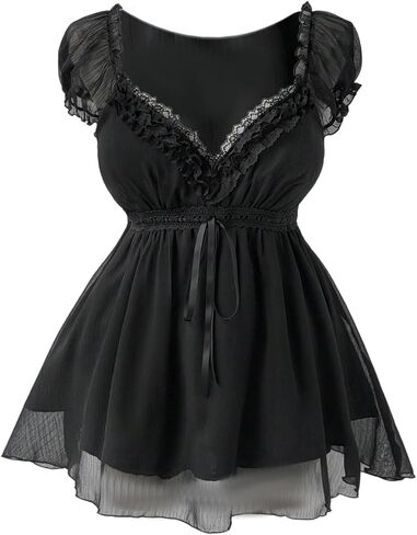 SHENHE Women's Plus Size Puff Short Sleeve Peplum Blouse Smocked Sweetheart Neck Babydoll Top in Saudi Arabia