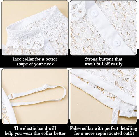Lace Fake Collar Detachable Collar for Women, Dickey Collar for Women, Graduation Daily Wear Halloween White in Saudi Arabia