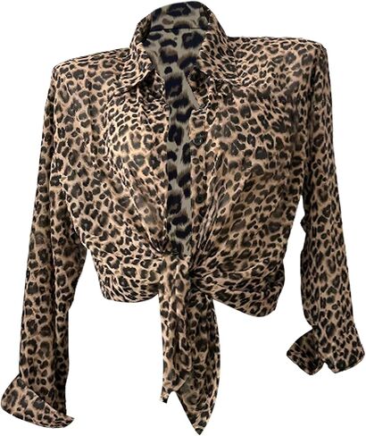 SweatyRocks Women's Leopard Print Button Down Shirts Dressy Casual Long Sleeve Blouses in Saudi Arabia