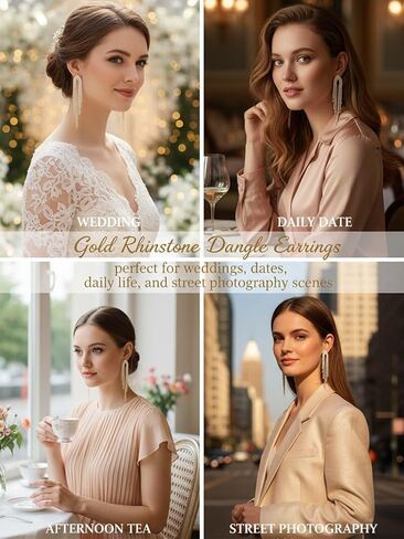 Lorealri Gold Rhinestone Dangle Earrings Elegant Sparkly Formal Long Chain Crystal Chandelier Earring Wedding Banquet Ear Jewelry for Women in Saudi Arabia