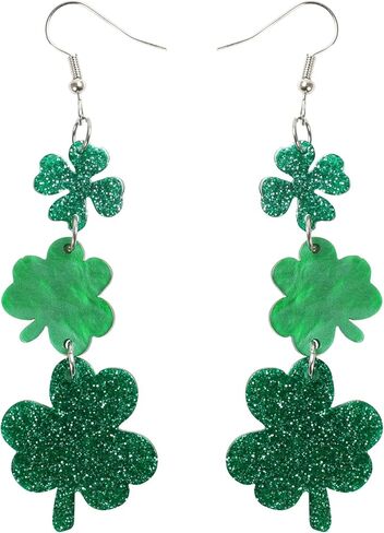 Hamiutci St Patricks Day Earrings, St Patrick's Day Shamrock Earrings for Women, Irish Green Clover Dangle Earrings Saint Patricks Day Accessories Acrylic Good Luck Earrings in Saudi Arabia