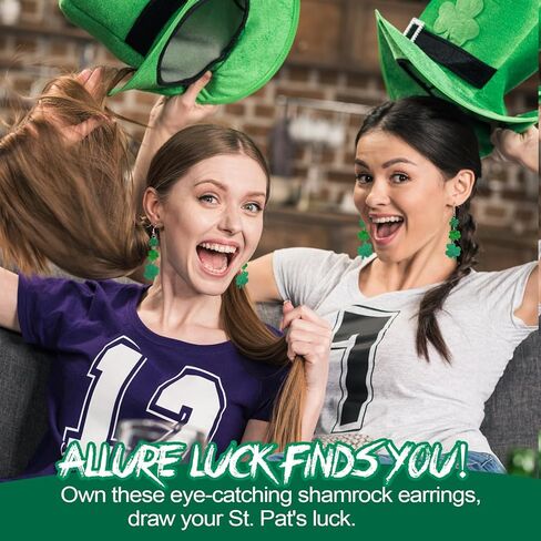 Hamiutci St Patricks Day Earrings, St Patrick's Day Shamrock Earrings for Women, Irish Green Clover Dangle Earrings Saint Patricks Day Accessories Acrylic Good Luck Earrings in Saudi Arabia