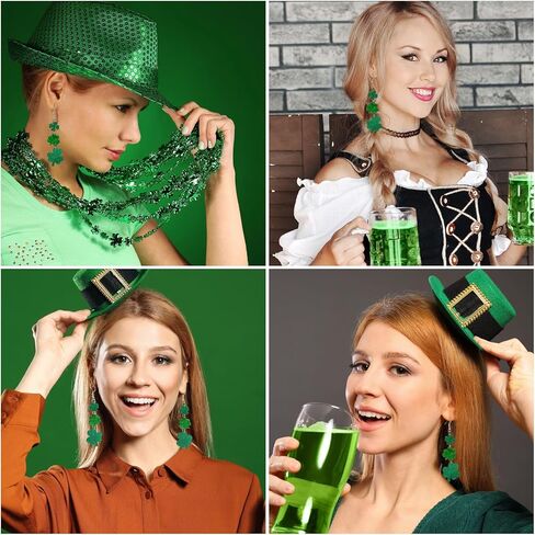 Hamiutci St Patricks Day Earrings, St Patrick's Day Shamrock Earrings for Women, Irish Green Clover Dangle Earrings Saint Patricks Day Accessories Acrylic Good Luck Earrings in Saudi Arabia