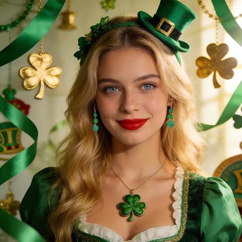 Hamiutci St Patricks Day Earrings, St Patrick's Day Shamrock Earrings for Women, Irish Green Clover Dangle Earrings Saint Patricks Day Accessories Acrylic Good Luck Earrings in Saudi Arabia