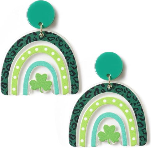 Hamiutci St Patricks Day Earrings, St Patrick's Day Shamrock Earrings for Women, Irish Green Clover Dangle Earrings Saint Patricks Day Accessories Acrylic Good Luck Earrings in Saudi Arabia