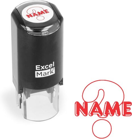 Round Teacher Stamp - Name (Question Mark) - Red Ink in Saudi Arabia