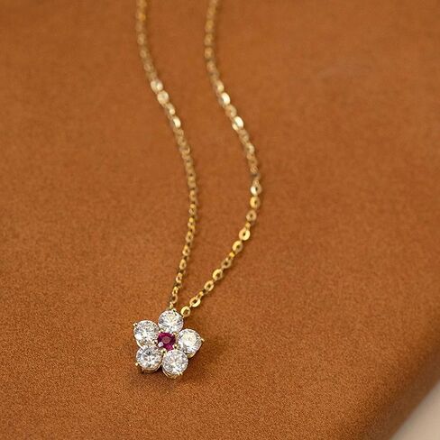 Flower Pendant Necklace for Women 14K Gold Plated Cubic Zirconia Choker Necklace Adjustable Fashion Trendy Dainty Simple Minimalism Rhinestone Jewelry Gift for Prom Wedding Brides in Saudi Arabia