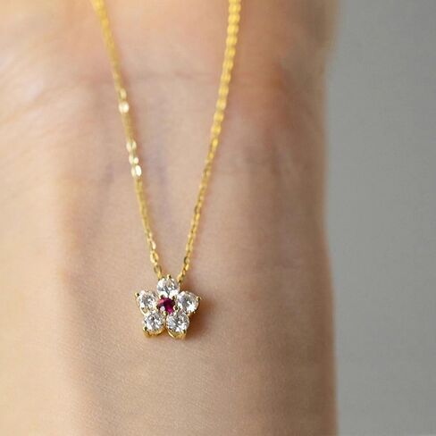 Flower Pendant Necklace for Women 14K Gold Plated Cubic Zirconia Choker Necklace Adjustable Fashion Trendy Dainty Simple Minimalism Rhinestone Jewelry Gift for Prom Wedding Brides in Saudi Arabia