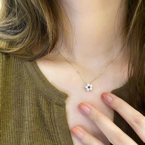Flower Pendant Necklace for Women 14K Gold Plated Cubic Zirconia Choker Necklace Adjustable Fashion Trendy Dainty Simple Minimalism Rhinestone Jewelry Gift for Prom Wedding Brides in Saudi Arabia