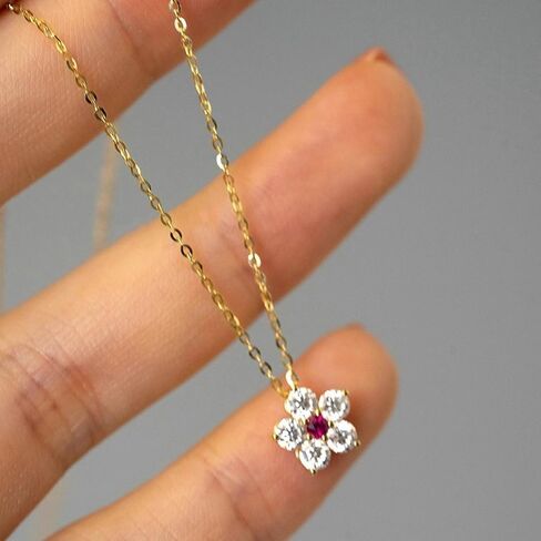 Flower Pendant Necklace for Women 14K Gold Plated Cubic Zirconia Choker Necklace Adjustable Fashion Trendy Dainty Simple Minimalism Rhinestone Jewelry Gift for Prom Wedding Brides in Saudi Arabia