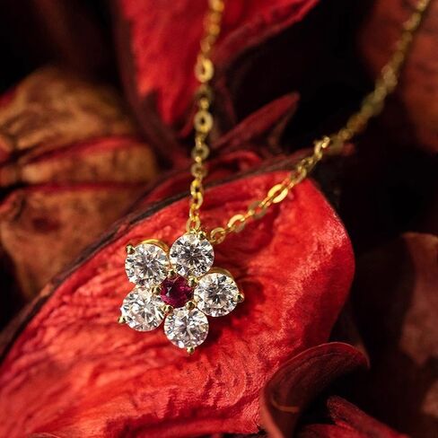Flower Pendant Necklace for Women 14K Gold Plated Cubic Zirconia Choker Necklace Adjustable Fashion Trendy Dainty Simple Minimalism Rhinestone Jewelry Gift for Prom Wedding Brides in Saudi Arabia