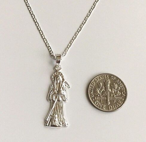 925 STERLING SILVER GRIM REAPER NECKLACE 18" LONG/925 PLATA CADENA DE LA SANTA MUERTE 18" LARGO -32x10mm in Saudi Arabia