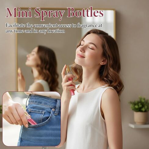 Yuanan 50 PCS 10 ml Perfume Sample Bottles, Mini Spray Bottles Glass Portable Mini Perfume Refillable Bottle with 2 Pack Accessories Small Travel Spray Bottle for Cosmetics-Gold in Kuwait