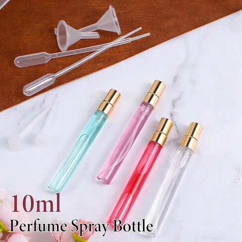 Yuanan 50 PCS 10 ml Perfume Sample Bottles, Mini Spray Bottles Glass Portable Mini Perfume Refillable Bottle with 2 Pack Accessories Small Travel Spray Bottle for Cosmetics-Gold in Kuwait