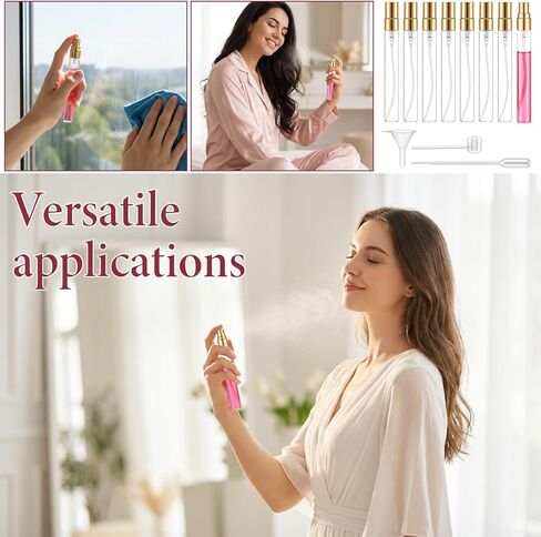 Yuanan 50 PCS 10 ml Perfume Sample Bottles, Mini Spray Bottles Glass Portable Mini Perfume Refillable Bottle with 2 Pack Accessories Small Travel Spray Bottle for Cosmetics-Gold in Kuwait