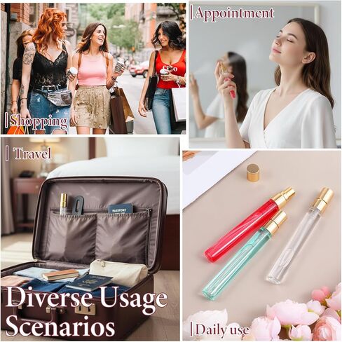 Yuanan 50 PCS 10 ml Perfume Sample Bottles, Mini Spray Bottles Glass Portable Mini Perfume Refillable Bottle with 2 Pack Accessories Small Travel Spray Bottle for Cosmetics-Gold in Kuwait