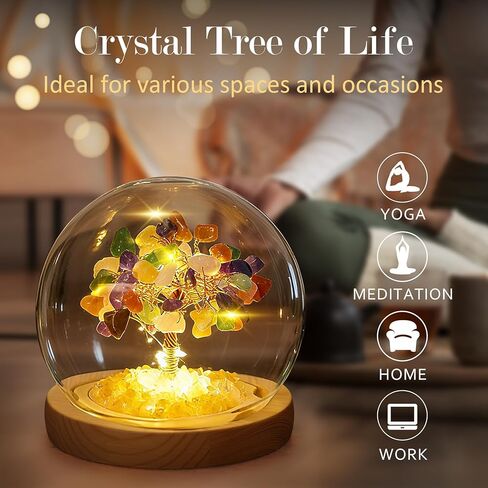 XMNZD Crystal Tree of Life Healing Stones, Home Living Room Desk Decor, Feng Shui Handmade Bonsai Money Tree for Positive Energy, Good Luck, Reiki Gemstones, Birthday Gifts for Mom Women (Chakra) in Saudi Arabia