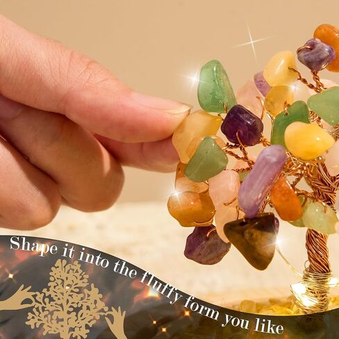 XMNZD Crystal Tree of Life Healing Stones, Home Living Room Desk Decor, Feng Shui Handmade Bonsai Money Tree for Positive Energy, Good Luck, Reiki Gemstones, Birthday Gifts for Mom Women (Chakra) in Saudi Arabia