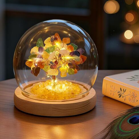XMNZD Crystal Tree of Life Healing Stones, Home Living Room Desk Decor, Feng Shui Handmade Bonsai Money Tree for Positive Energy, Good Luck, Reiki Gemstones, Birthday Gifts for Mom Women (Chakra) in Saudi Arabia