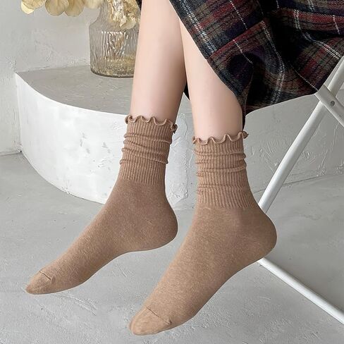 6 Pairs Frilly Ruffle Socks Woman - Ruffle Ankle Crew Socks Casual Cute Girl Ruffle Socks Breathable Cool in Saudi Arabia