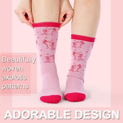 Bonuci 6 Pairs Valentine's Day Gifts Axolotl Gifts Socks Valentines Cupcake Socks for Birthday Galentines Day Party Favors in Saudi Arabia