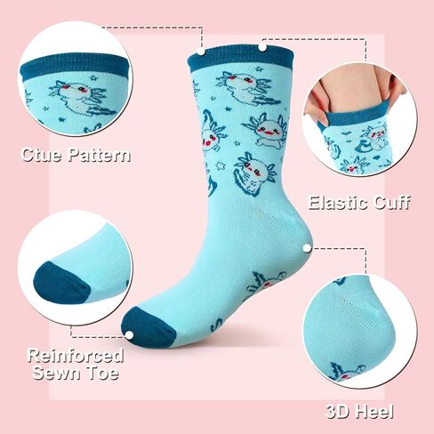 Bonuci 6 Pairs Valentine's Day Gifts Axolotl Gifts Socks Valentines Cupcake Socks for Birthday Galentines Day Party Favors in Saudi Arabia